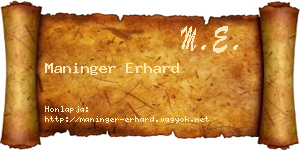 Maninger Erhard névjegykártya